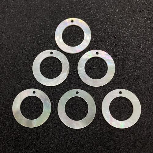 Natural Sea Shell Pendant Mother Shell Pearl White Shell Bead Circle Pendant DIY Fashion Necklace Earrings Jewelry Accessories