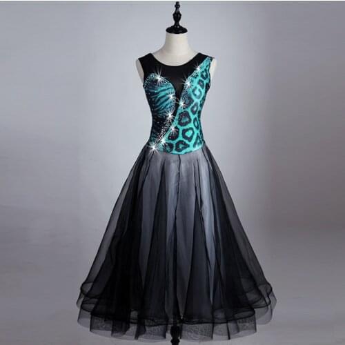 New Modern Dance Skirt Standard Dance Big Swing Sleeveless Dress Female Ballroom Dance Performance Competition Costumes DQL2991