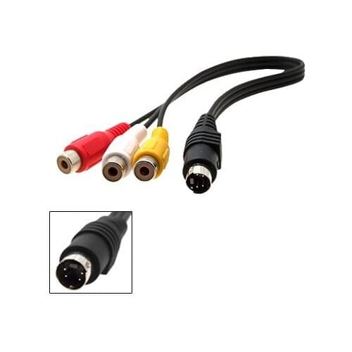 KSOL New Style 4 Pin S-Video to 3 RCA Female TV Adapter Laptop Cable