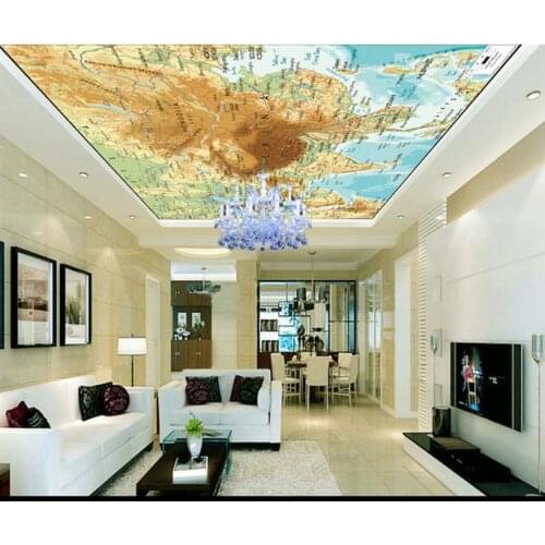Custom photo wallpaper 3d ceiling murals wallpaper Looking forward to the world hd time map ceiling mural wall paper living room