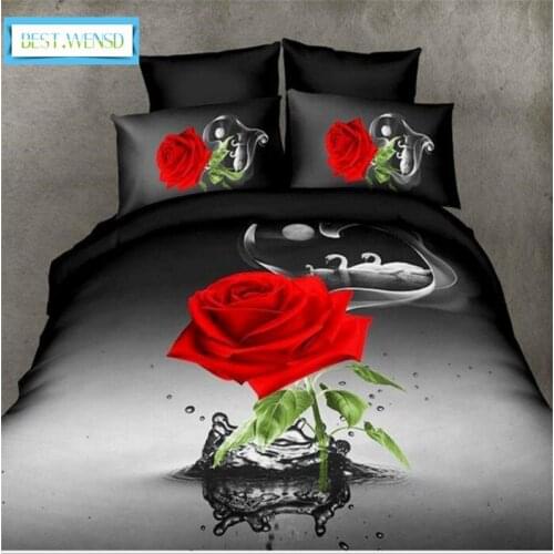 Bedclothes Luxury 3d Red- Pink Rose Bedding Set King Size Home Textiles Double Bed Duvet Cover Set Wedding Decoration Bedclothes