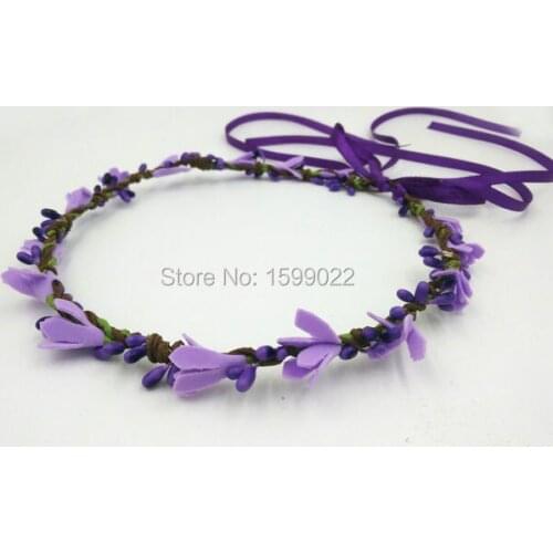 Festival Foam Flower Headband Purple Wedding Pip Berry Hair Wreath Hand Crafted Simple Bridal Hair Accessories Boho Headdress