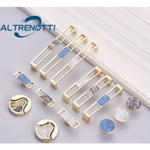 Furniture Cabinet Handle Marble Shell Metal Wardrobe Drawer Kitchen Cupboard Door Pull Room Closet Dresser Nordic Knob Hardware