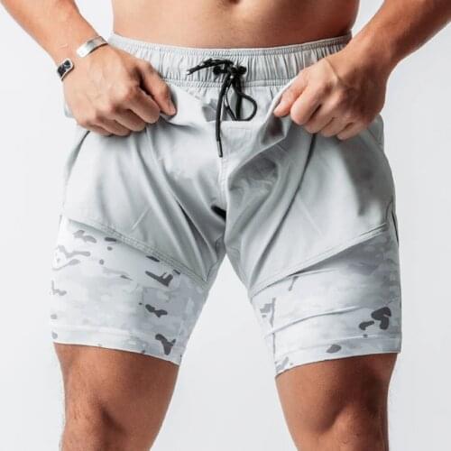 Running shorts mens summer sports shorts mens 2 in 1 sports jogging fitness fast dry mens bodybuilding training pants