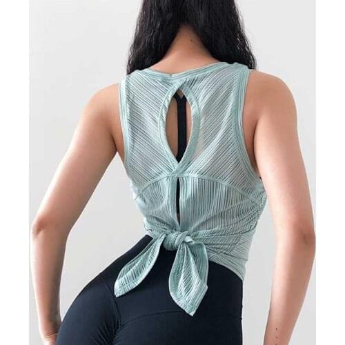 Yoga Tops Women Back Hollow Gym Shirts Sleeveless Sports Tank Tops Quick Dry Breathable Workout Top Fitness Vest Running Clothes