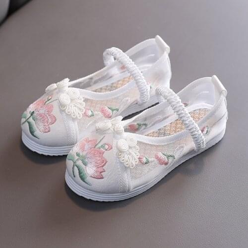 Chinese Style Kids Shoes Girls Dancing Shoes Embroidered Casual Comfortable Children Flats Princess Shoes Spring Summer 25 to 36