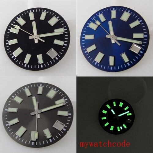 Wristwatch Parts Repair 29mm Black Sterile Watch Dial Hands Green Luminous With Date Window