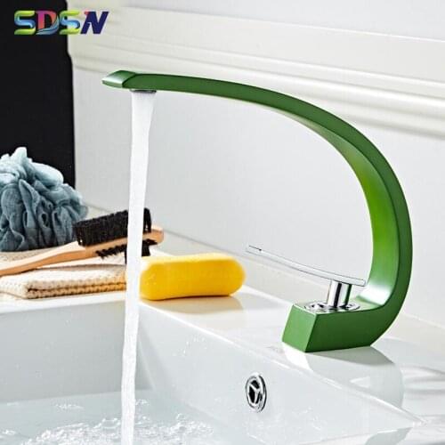 Green Faucet Mixer Basin-wash Tap Faucet Solid Brass Bathroom Faucet-tap Single Handle Tap-mixer Wash Basin Bath-mixer Faucet