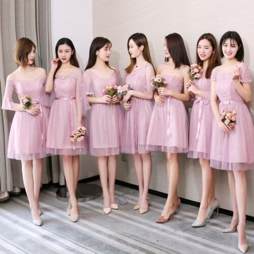 Elegant Summer Gauze Lace Up Flowers Short A-line Multi Color Mesh Women Vestido Party Dresses