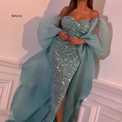 Women Evening Dresses Long Gown Sequins Robe De Soir Parties Plus Size Bride Dress Prom Party Gowns New