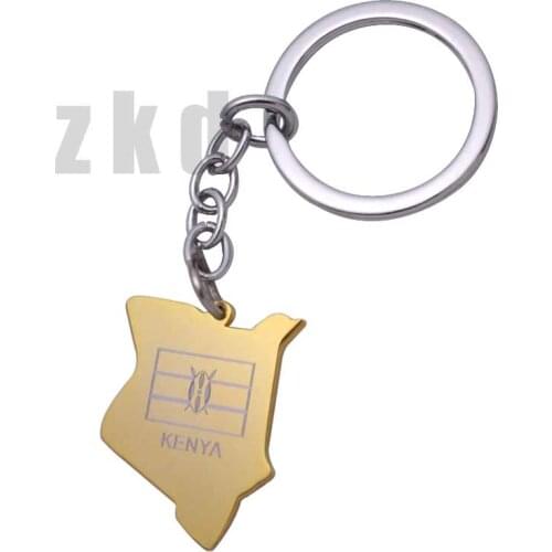 Zkd Kenya map Kenya national flag stainless steel key chain key ring, country map jewelry