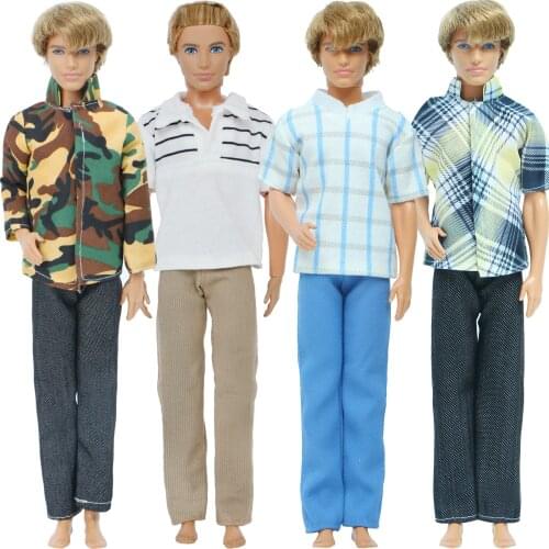 1 Set Daily Casual Outfit Pants Shorts + Striped T-Shirt Men Summer Clothes for Ken Doll Accessories Lot Style DIY Toy