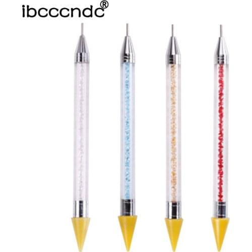 1 Pc Dual-ended Nail Dotting Pen Crystal Beads Handle Rhinestone Studs Picker Wax Pencil Manicure Nail Art Tool
