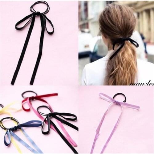 1pcs Lolita Sweet Girl Ponytail Bowknot Velet Hair Rope Hair Circle for Women Hair Bow Ties D310