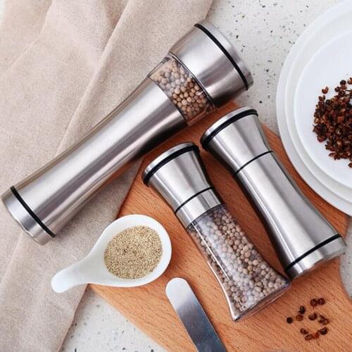 1PC Fashion Stainless Steel Mill Glass Spice Salt And Pepper Grinder Kitchen Accessories Cooking Tool Portable