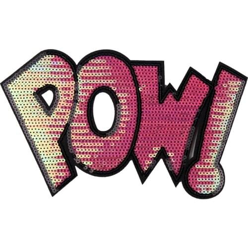 1Pc POW Letters Patch Embroidery Clothes Appliques DIY Jeans Backpack Coats Shirts Patches Decoration