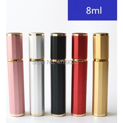 10/30/50pcs 8ml Diamond Shape Refillable Portable Glass Perfume Bottle Aluminum Sprayer Empty Container