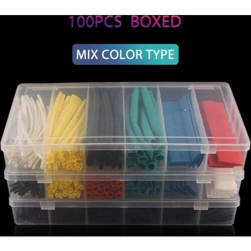 100pcs/ Boxed Multicolor Thermoresistant tube heat shrink tubing, Insulation Sleeving Polyolefin Shrink Wire Cable Sleeve Kit