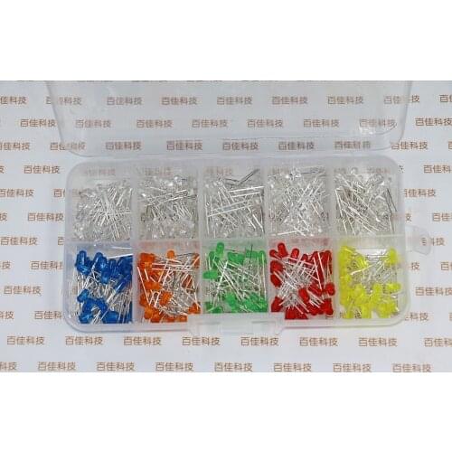 300Pcs 3mm LED Round Light Emitting Diode Transistor LED Lamp Bead Kit