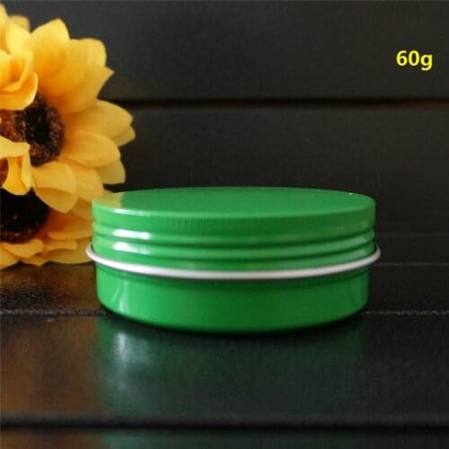 68*25mm Green Empty Round Aluminum Box Metal Tin Cans Cosmetic 60g 60ml Cream Containers DIY Portable Jar Tea Aluminum Pot