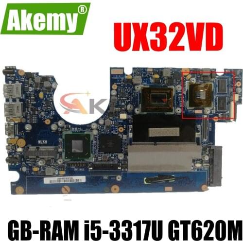 Akemy UX32VD Laptop motherboard For ASUS UX32VD UX32V original mainboard 2GB-RAM i5-3317U GT620M GPU