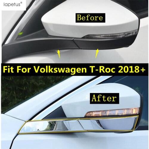 Lapetus Accessories For Volkswagen T-Roc T Roc 2018 - 2021 Outside Door Rearview Mirror Decoration Strip Molding Cover Kit Trim