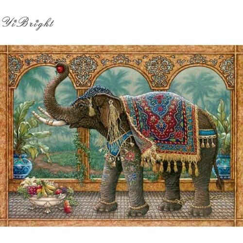 Full Square Rpund Diy 5d Indian Elephant Diamond Painting Cross Stitch Mosaic Rhinestones Embroidery Home Decor Creative Art