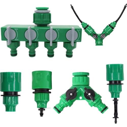 Garden Quick Connector 2-way 4-ways Faucet Connectors 3/5 4/7 8/11mm Hose Pipe Connection Drip Irrigation System Accessories
