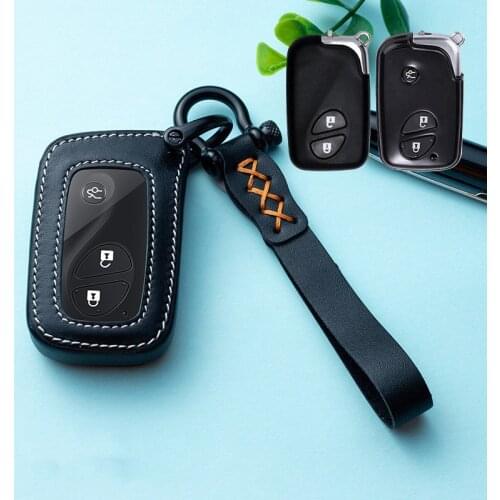 Genuine Leather Smart Car Key Case Cover fob for Lexus ES250 RX270 RX350 GX460 Car Styling Keychain Ring Accessories