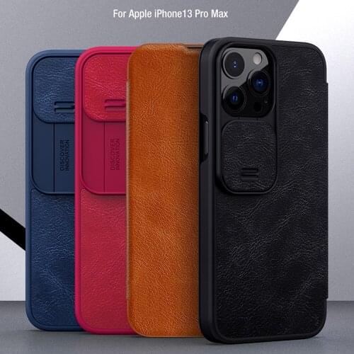 NILLKIN For iPhone 13 Pro Max with Slide Cover Camera Protection Flip Leather Cover For Apple iPhone 13 Pro 5G (2021) Case