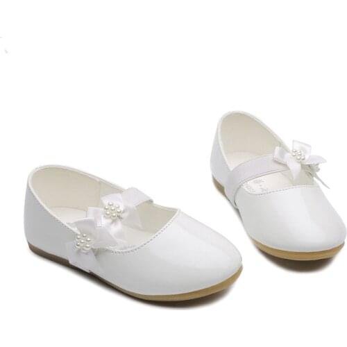 Children-Shoes Leather Baby Girl Flower White Party And Weddin Dress Shoes School Kids Toddler Prinses Shoes 1 2 3 4 5 6 Years