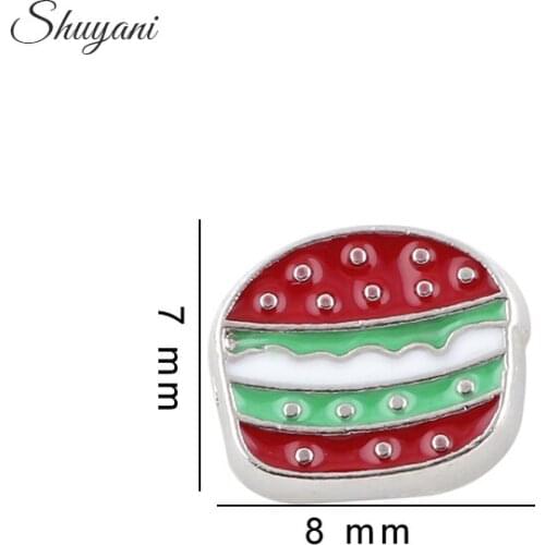 F90 Fashion 20Pcs/lot Enamel Food Hamburger Charms Fit Floating Glass Memory Locket DIY Accessories