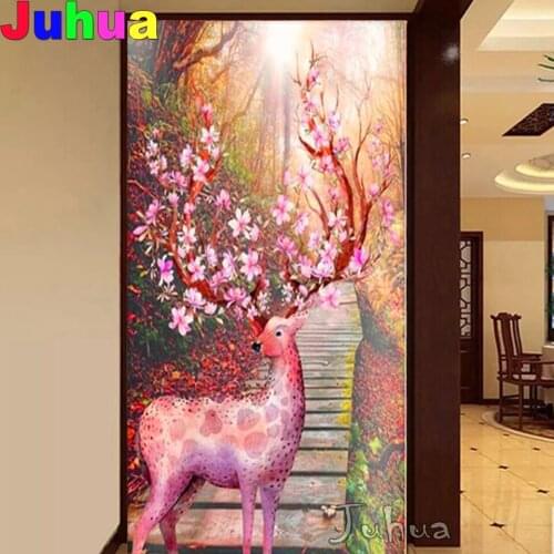 Fantasy Elk Flower full square/round drill 5d diy large size diamond painting mosaic diamond embroidery wall Background decor