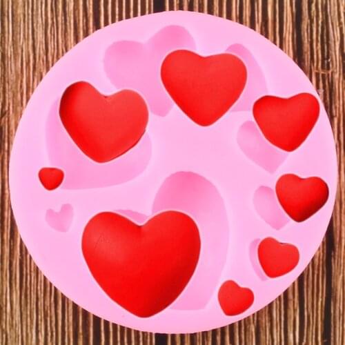 Heart Shaped 3D Reverse Sugar Molding Silicone Mould For Polymer Clay Molds Chocolate Cake Decoration Tools