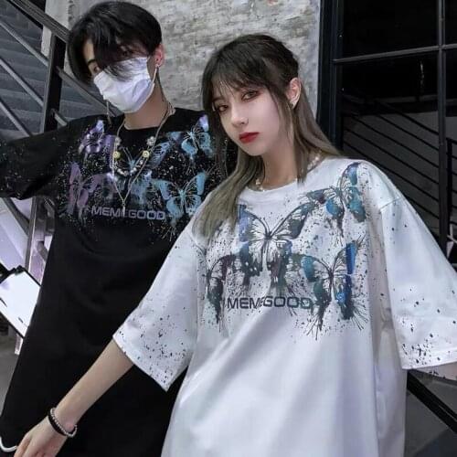 Women Oversize T Shirt Black Female Splash ink butterfly print Tops Tee Short Sleeve Summer T-Shirt For Girl Hip Hop Clothes