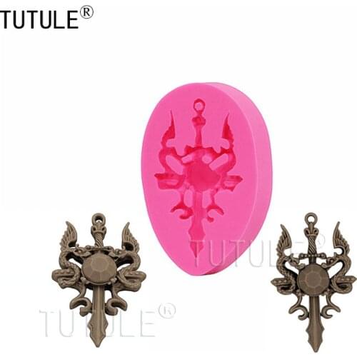 Gadgets -Diamond jewel double dragon play beads cross silicone mold Silicone Dragon Mold for Resin and Polymer Clay Mold