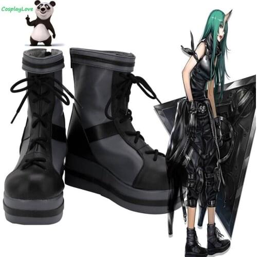 CosplayLove Arknights Hoshiguma Black Cosplay Shoes Cosplay Long Boots Leather Custom Made