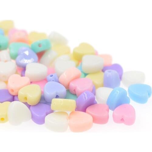 Love Heart 8mm Acrylic Charm Beads Multicolor Candy Color Loose Beads for DIY Jewelry Making Bracelet Necklace