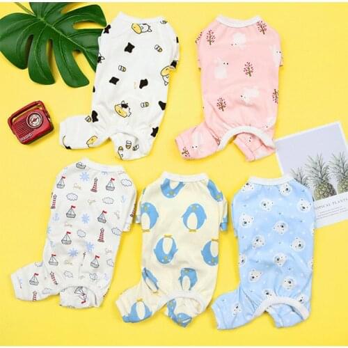 Cute Pajamas For Pet Dog Cat Clothes Puppy Jumpsuit For Small Dogs Coat For Yorkies Pomeranian Print Clothing Shirt Chihuahua