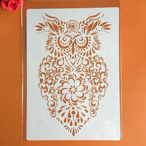 A4 29 *21cm Animal owl layered stencil painting scrapbook stamp album decoration embossed paper card template decoration