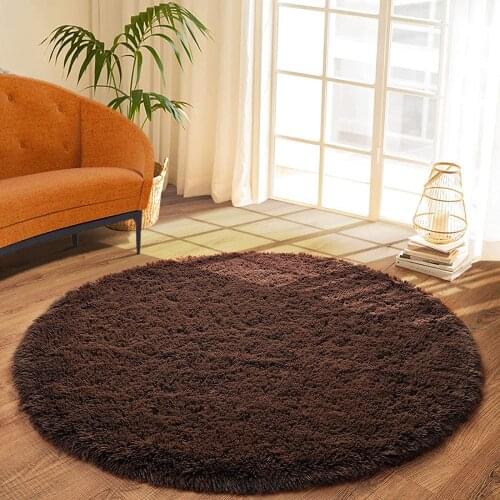 Soft Round Fluffy Bedroom Carpet for Girls Shaggy Cute Rugs Fuzzy Circle Area for Nursery Playing Reading Room Kids Room Mat