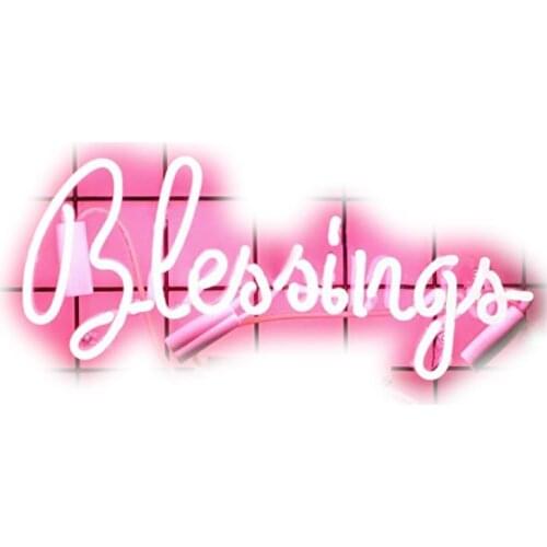 Neon Sign for Blessings Neon Light Sign Hang Pink Hotel Store Display Bar Wall Club Sign Inside Room Neon light Anime Room Decor