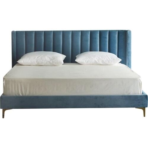 Nordic light luxury fabric bed net red bed modern minimalist small apartment master bedroom double bed 1.8 m soft back bed