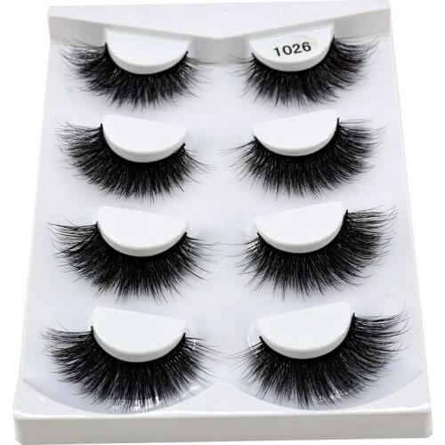 HBZGTLAD 4pairs 3D Mink Lashes Natural Long False Eyelashes Dramatic Volume Fake Lashes Makeup Eyelash Extension Silk Eyelashes