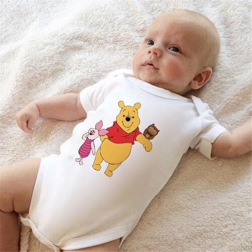 New Baby Clothes Summer Short Sleeve O-neck Newborn Jumpsuit Bodysuits Harajuku Disney Winnie The Pooh Baby Boys Girls Outfits
