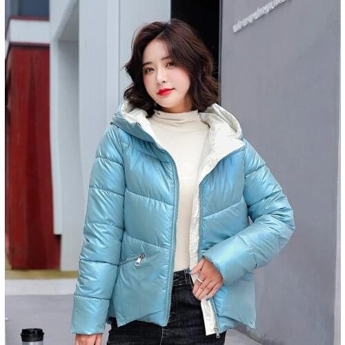 2021 New Womens Winter Jacket Parkas Hooded Casual Gloosy Jackets Parka Waterproof Coat Female Warm Cotton Padded Outwear