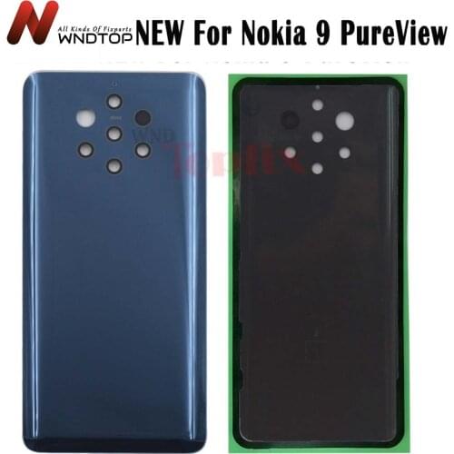 NEW Original For Nokia 9 PureView Back Battery Cover Door Rear Glass Housing Case For Nokia 9 Battery Cover housing With Logo