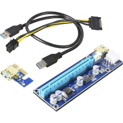 PCI-E pcie Riser 009 Express GPU Dual 6Pin Adapter Cable for Graphics Card BTC Mine SATA 6Pin Bitcoin Miner USB 3.0 Version 008C