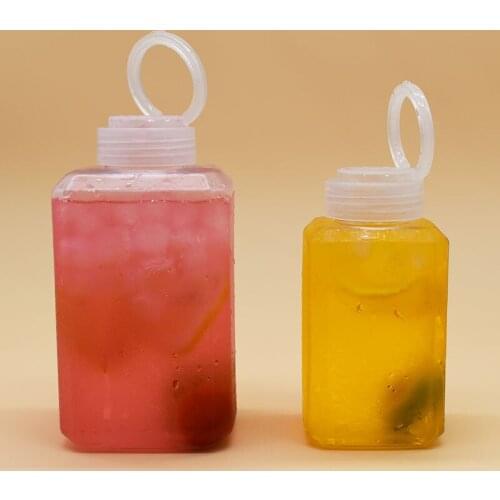 10pcs High quality 300ml transparent disposable bottle square transparent pet juice cold drink cup takeaway milk tea packaging