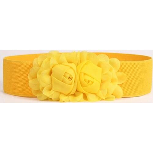 Women Belt Elastic Double-flower Fabric Wide Elastic Waist Belt Wide and high elastic Stylish practical for Party